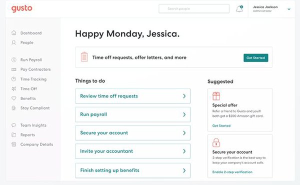 gusto dashboard